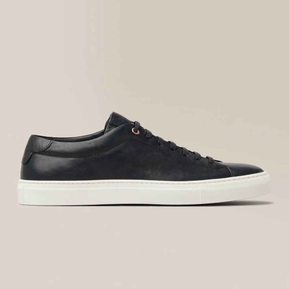 Good Man Brand EDGE LO-TOP SNEAKER |BLACK TUMBLED LEATHER, Sz 13